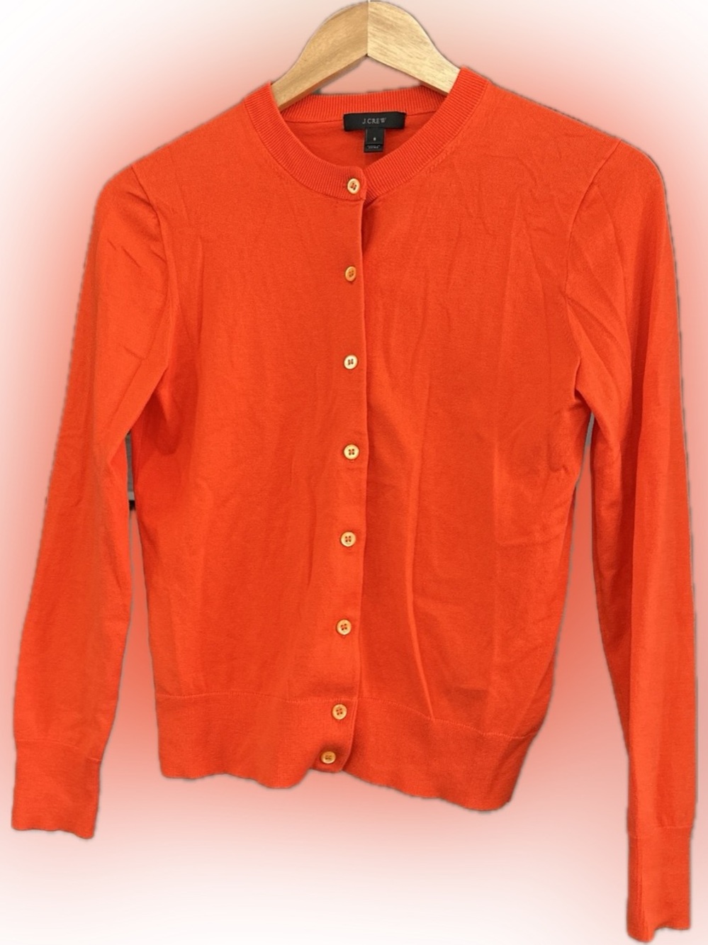 J. Crew Women’s Orange Button-Up Crewneck Cardigan